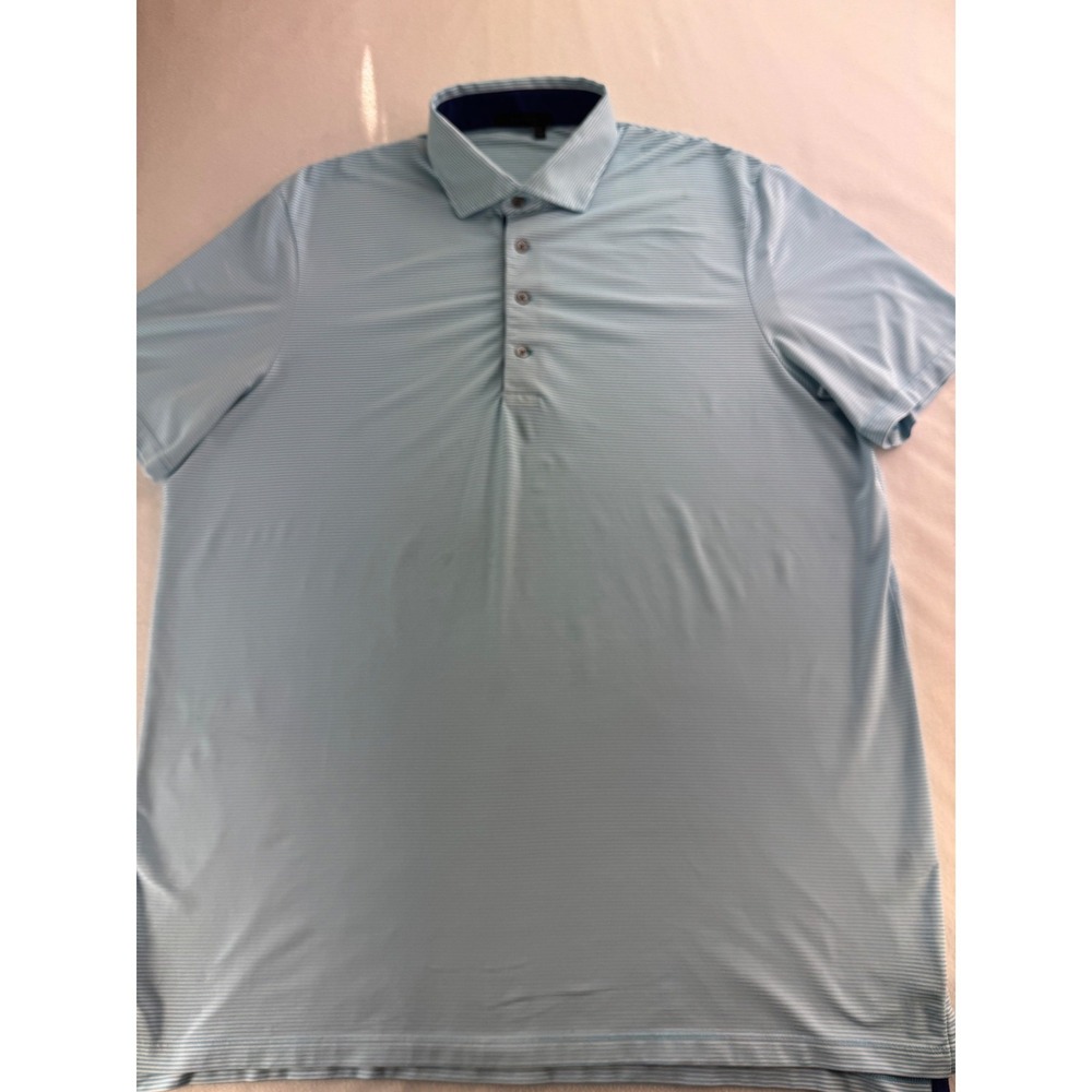 GREYSON Mens Golf Polo Shirt Blue White Stripe Short Sleeve Size XL Stretch Wick - Picture 2 of 16